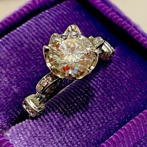 Imported 925 1.75CT GH Color Moissanite Diamond Ring Sz9+ NWT